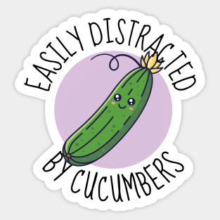 Easily Distracted By Cucumbers Funny Sticker